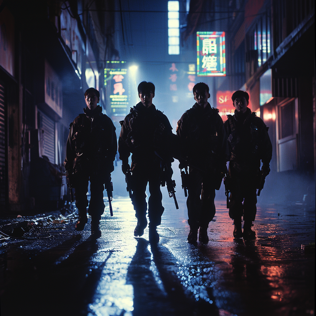 Cyberpunk Crew in Dark City Night