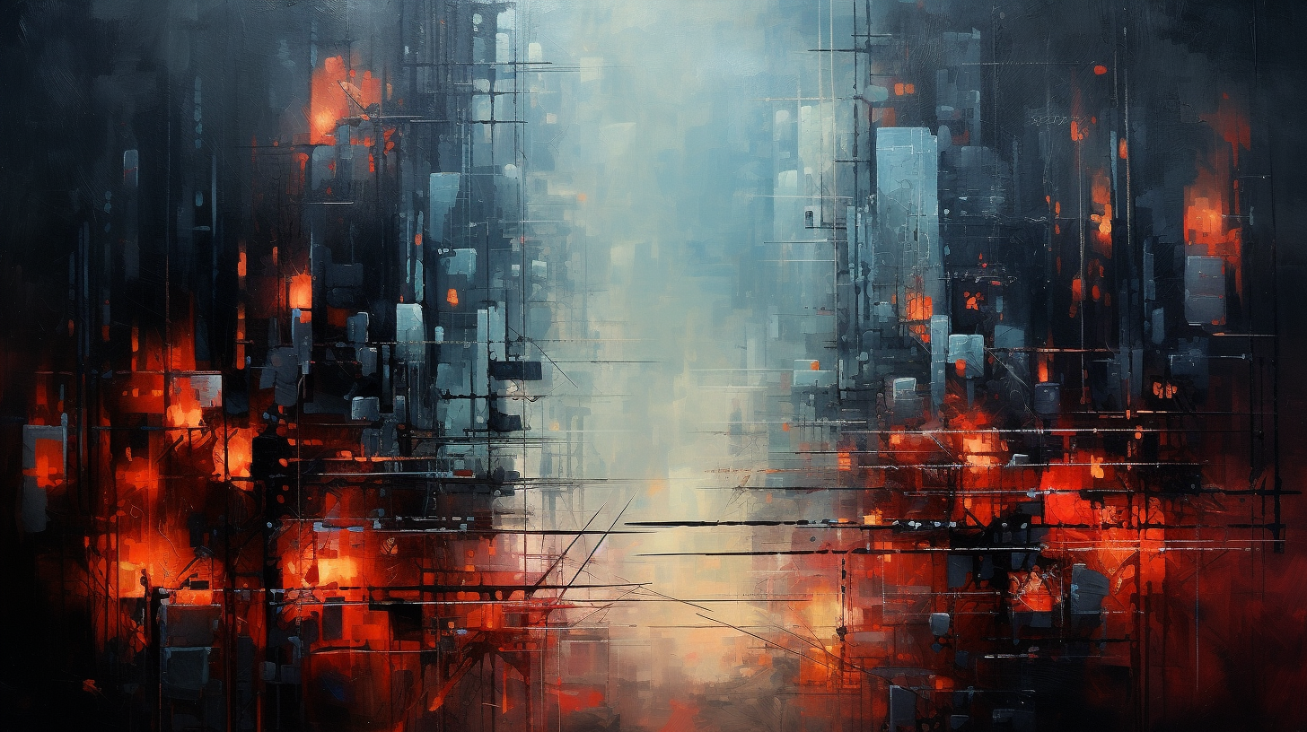 Abstract cyberpunk futurist metempsychosis painting