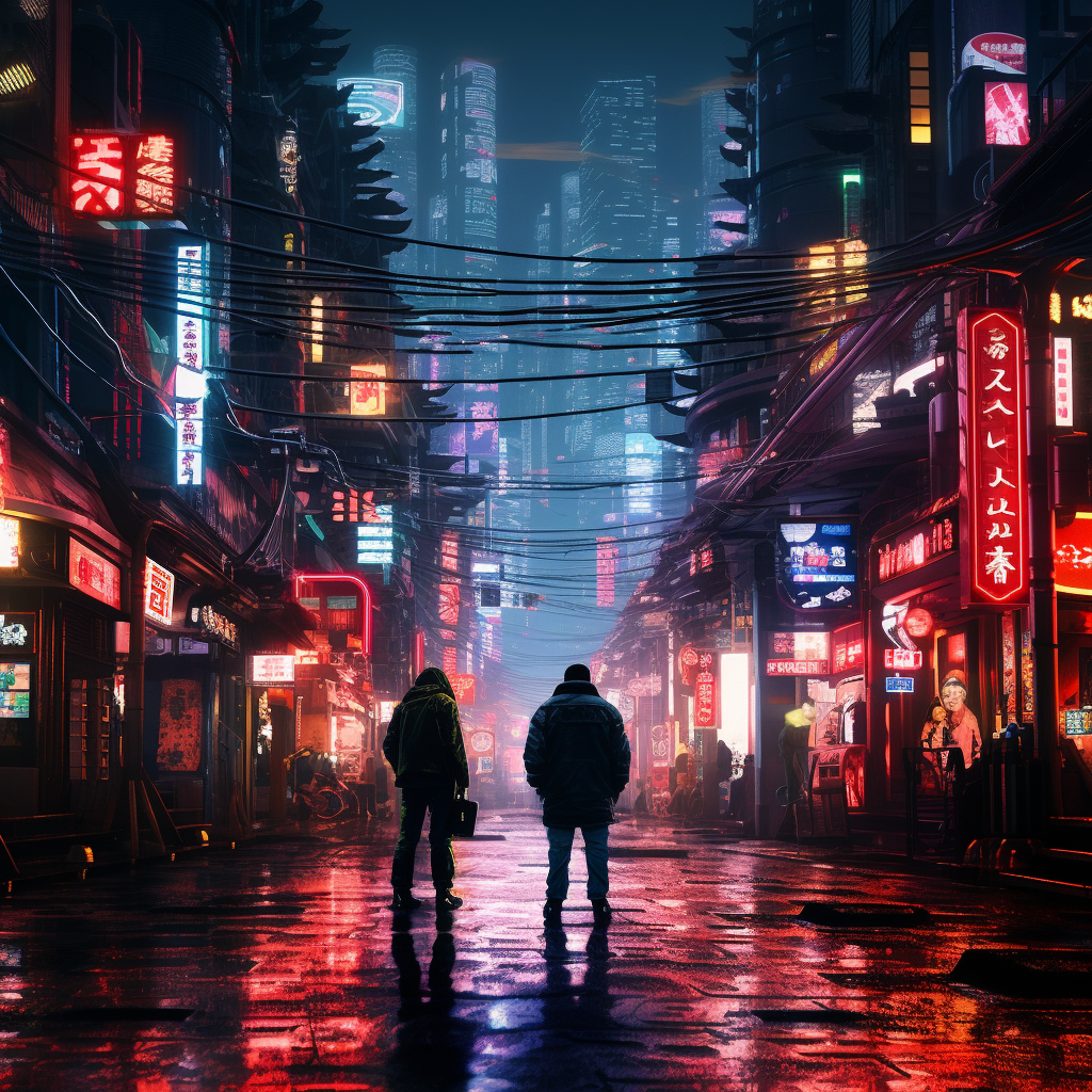 Stunning cyberpunk cityscape at night