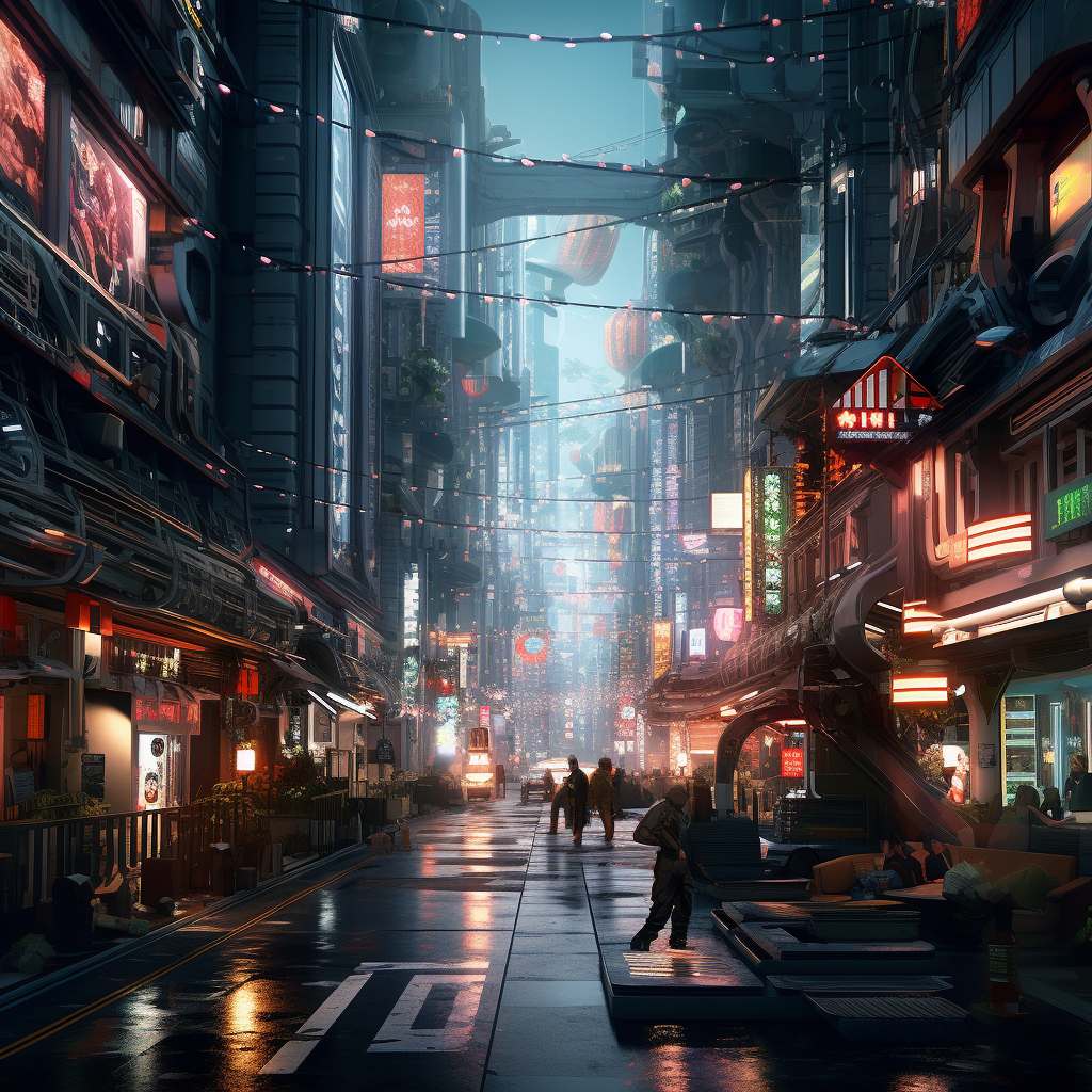 Cyberpunk futuristic visual concept scene