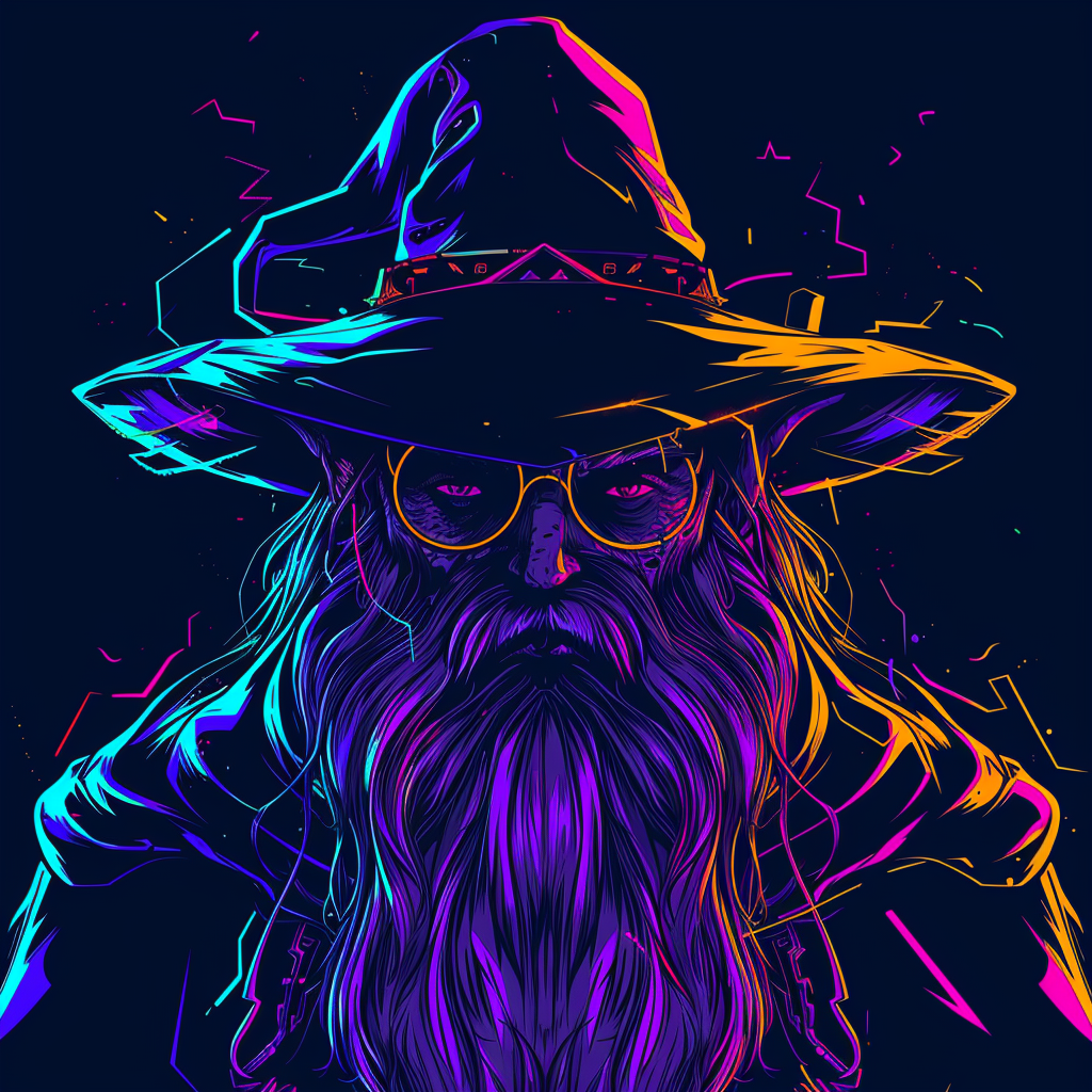 Front view cyberpunk Gandalf comic