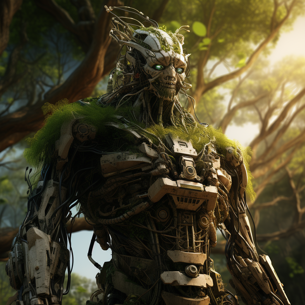 Image of Cyberpunk Giant Tree Mix Humanoid Robot