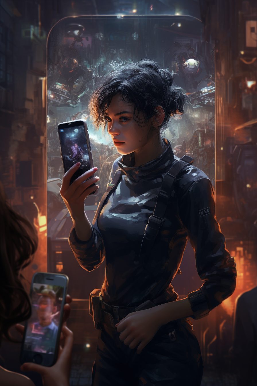 Cyberpunk girl taking a selfie