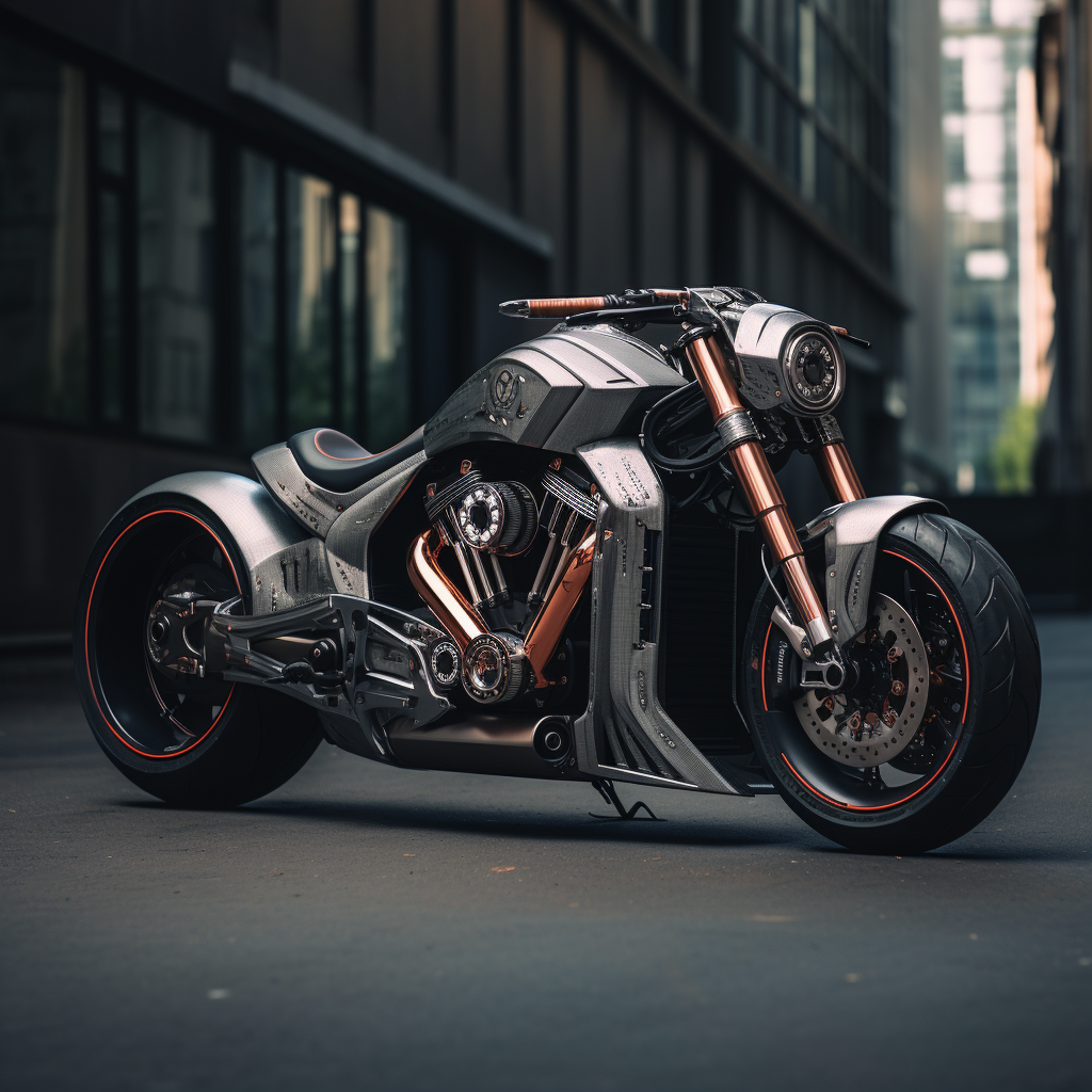 Cyberpunk Hydrogen Motorcycle in Bobber Style