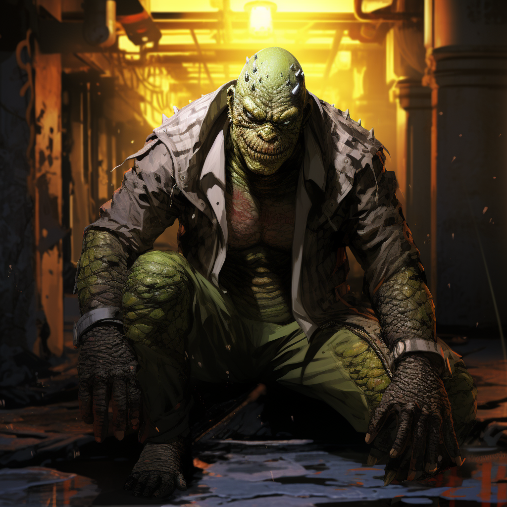 Cyberpunk Killer Croc in the Gotham City Sewers