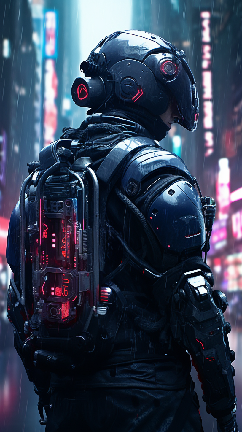 Female Cyberpunk Merc in Black Riot Gear