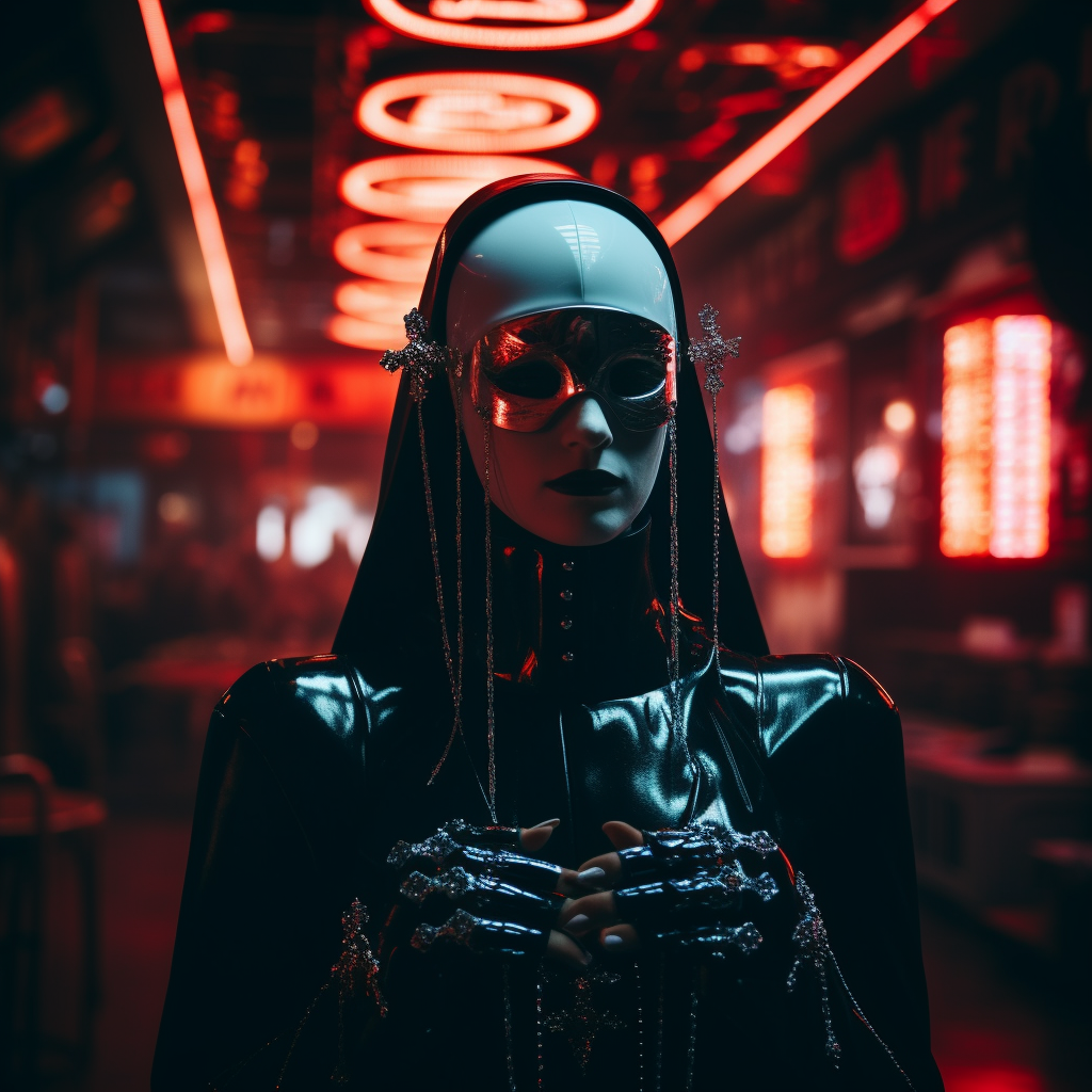 Dancers performing at a cyberpunk night club show