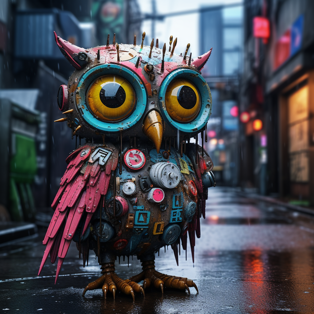 Colorful 3D Robotic Owl in Tokyo