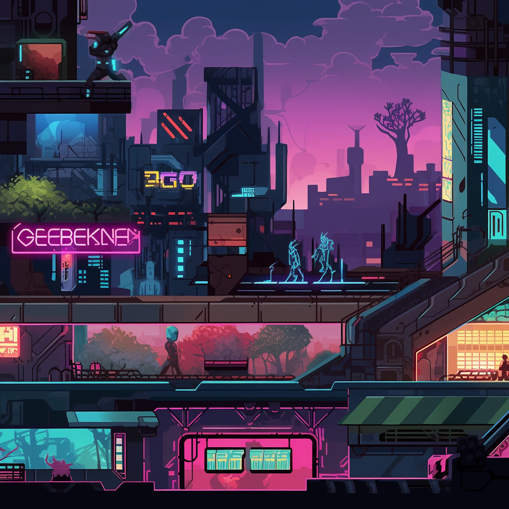 Cyberpunk Platformer Game Combination