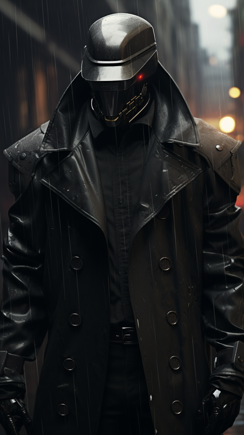 Cyberpunk RoboCop Black Armour Trench Coat