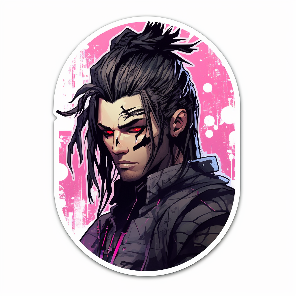 Cute cyberpunk samurai sticker art