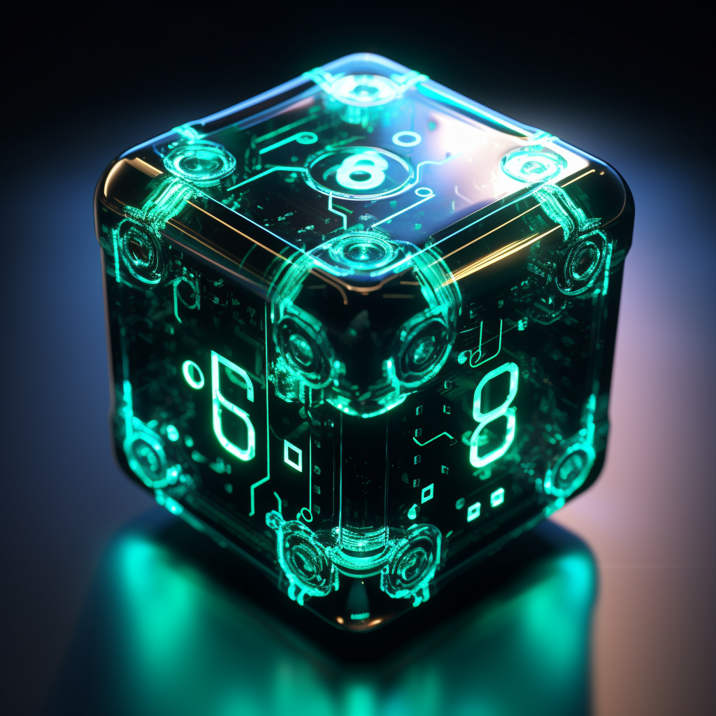 Cyberpunk style dice on black background