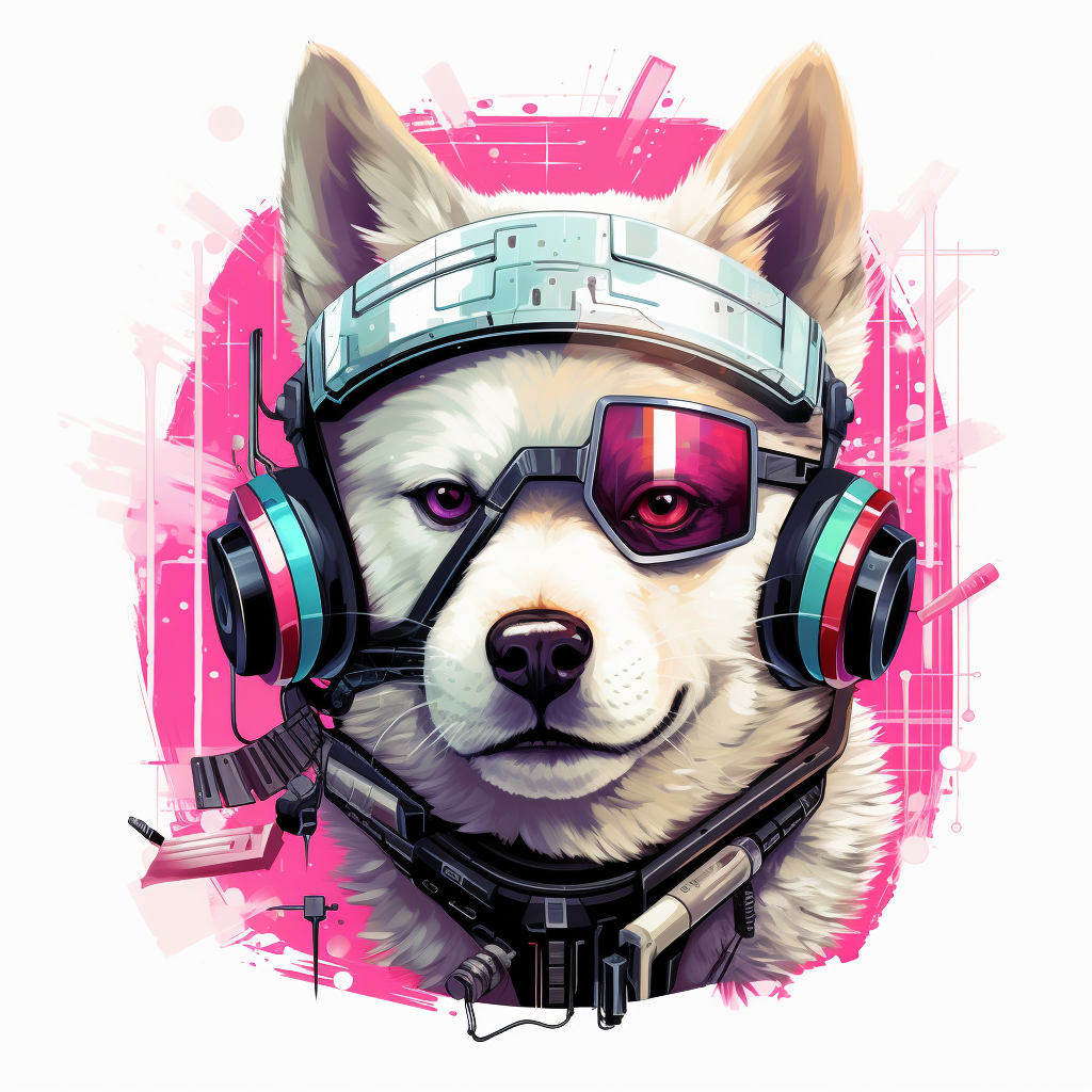 White Shiba Inu in Cyberpunk Theme