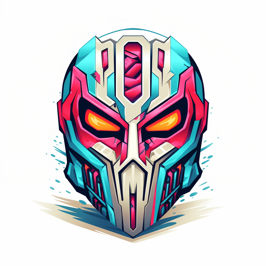 Minimalistic cyberpunk wrestling mask illustration