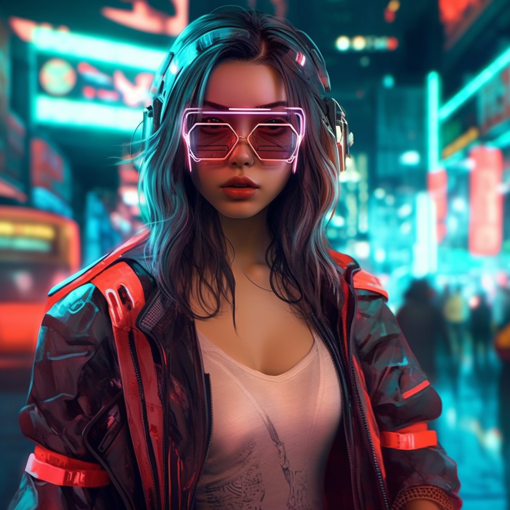 Fashionable cyberpunk Asian girl with attitude