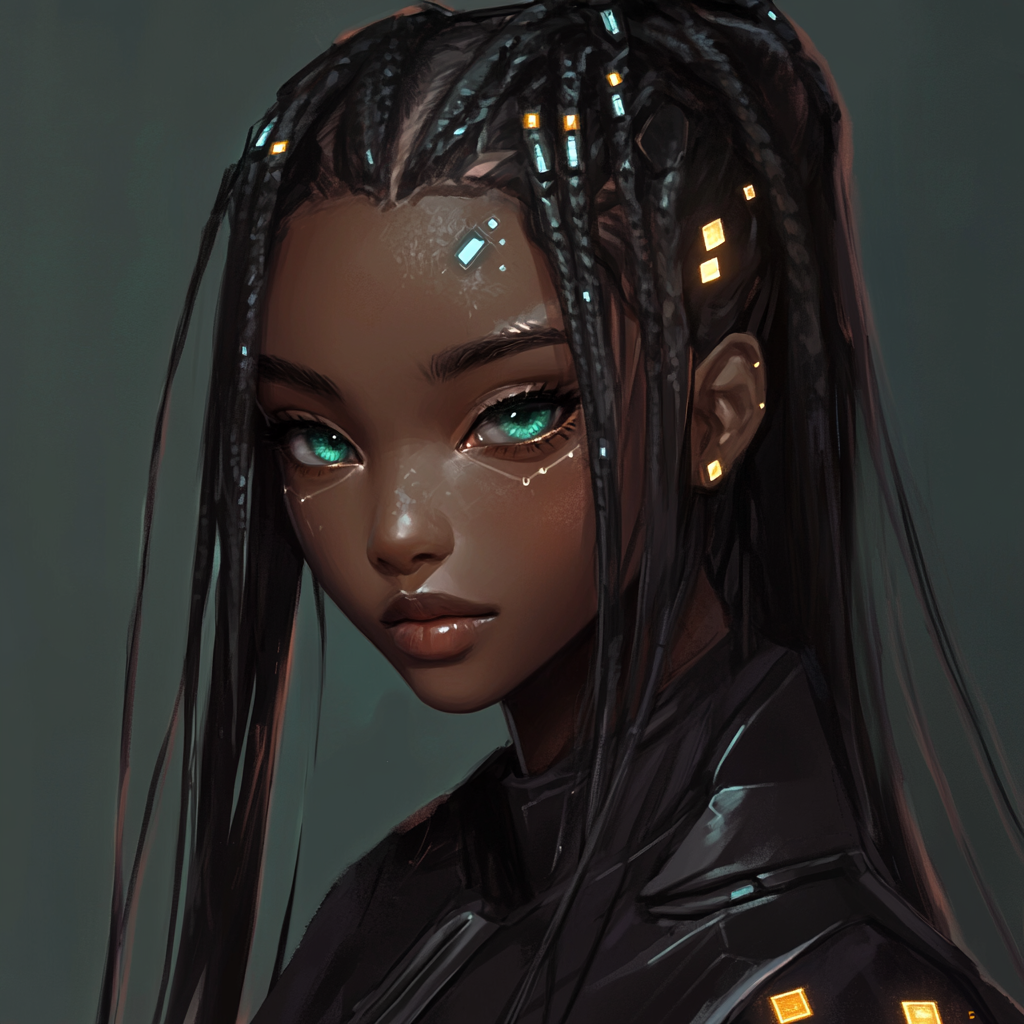 Cyberpunk Black Girl Anime Style