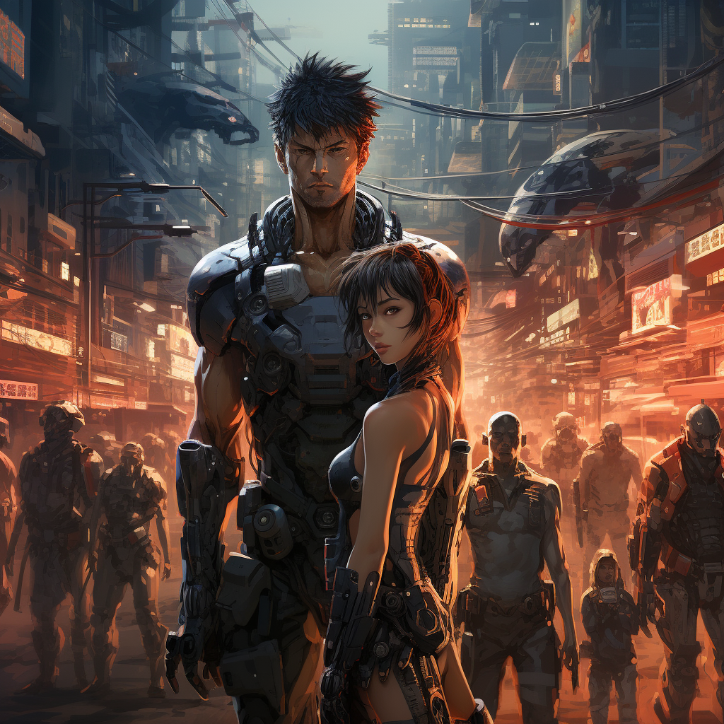 Anime Characters in Cyberpunk City