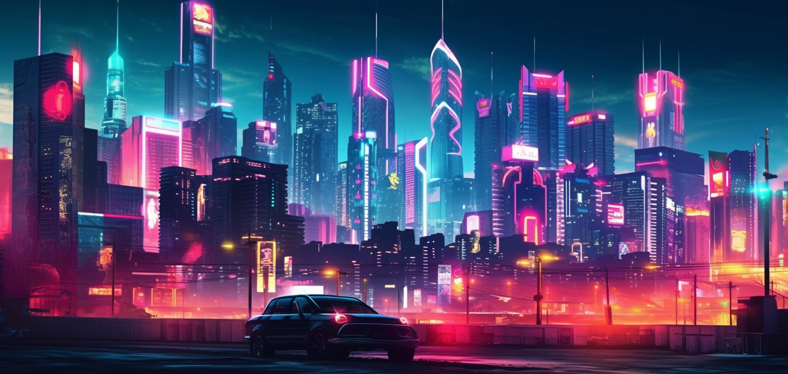 Cyberpunk City with Neon Lights