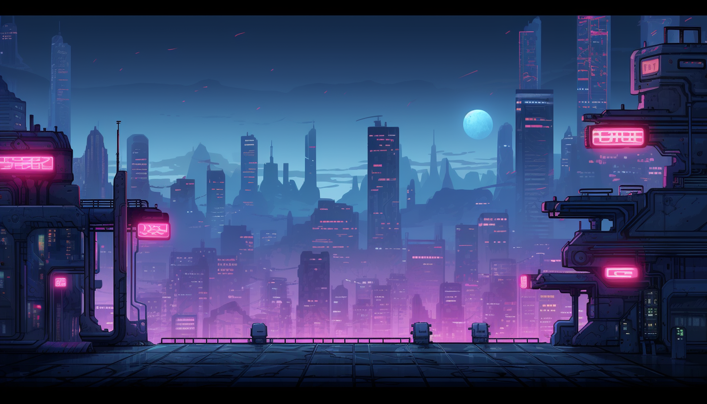 Pixel Art Cyberpunk Sidescroller City