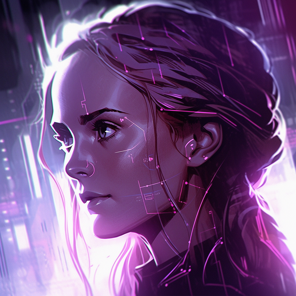 Emma Watson in Cyberpunk Neon Lights