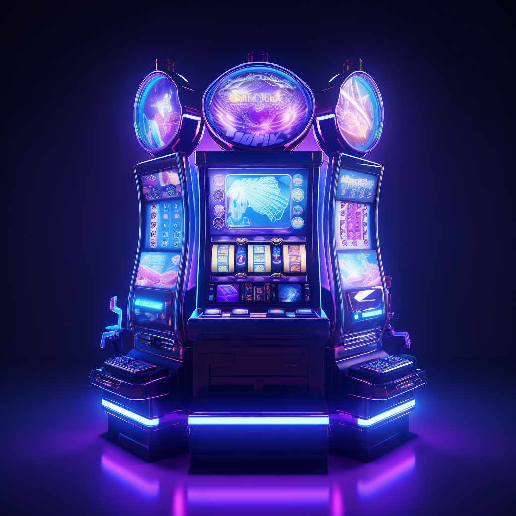 Cyberpunk Casino Slot Machine with Neon Lights