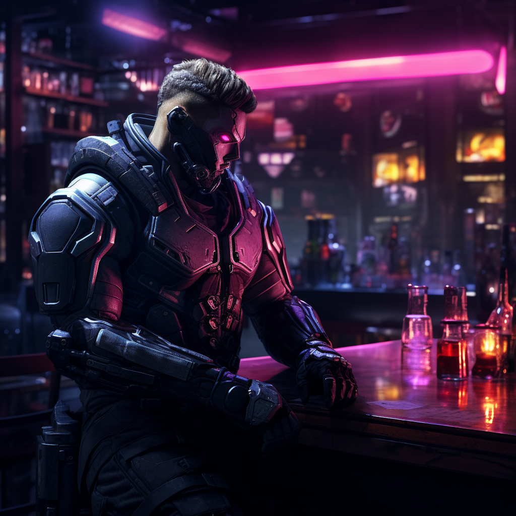 Cyberpunk Mercenary in Black Armor