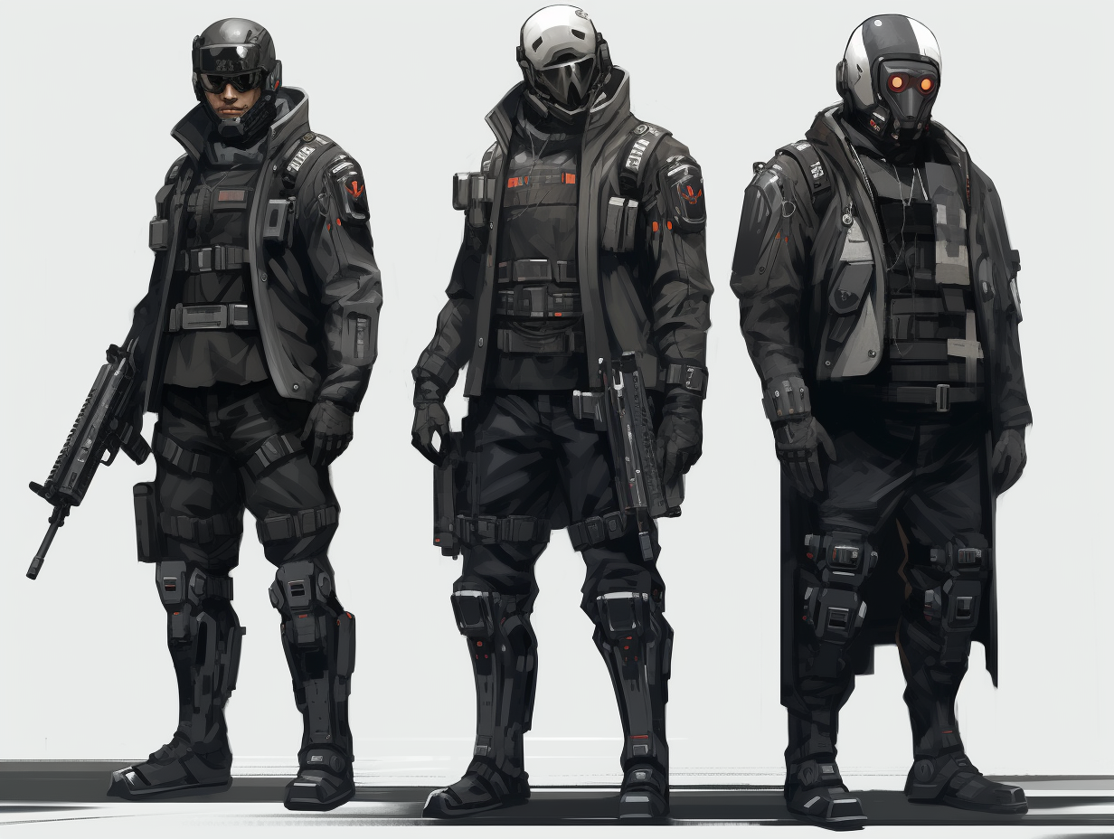 Sketches of Cyberpunk Police Enforcers