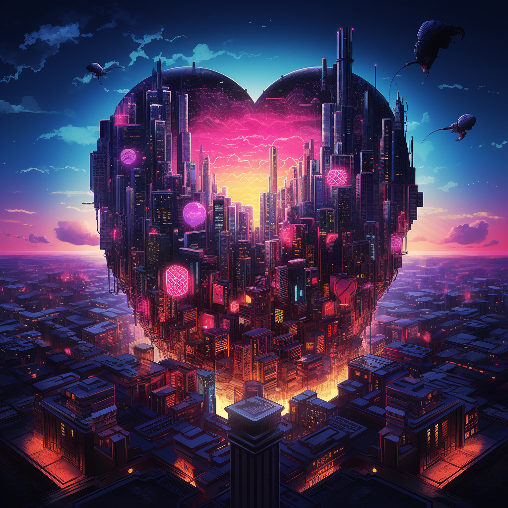 Cyberpunk Retro-Futuristic Heart Artwork