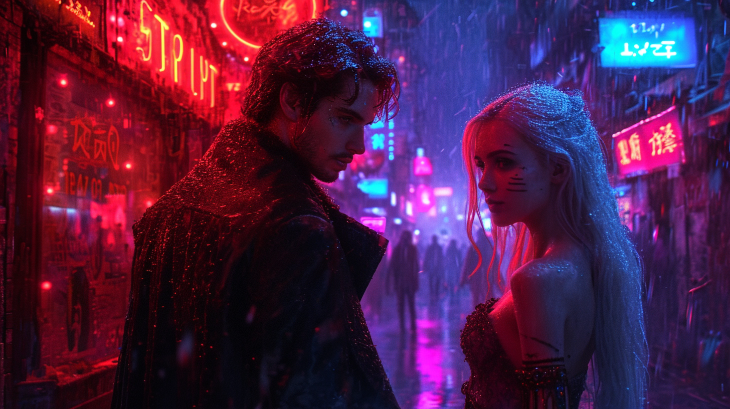 Cyberpunk Romantic Couple Nightclub