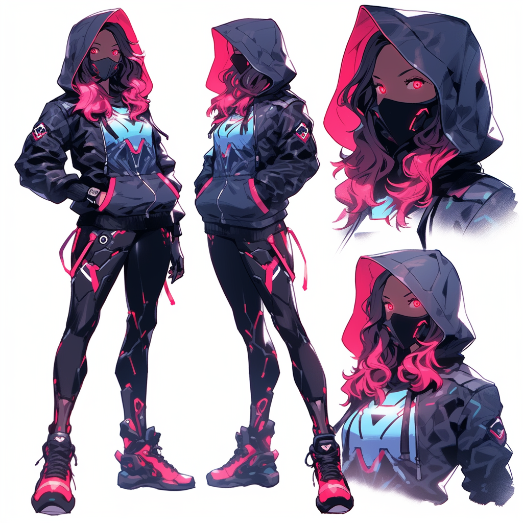 Illustration of Black American Girl Cyberpunk Spiderwoman