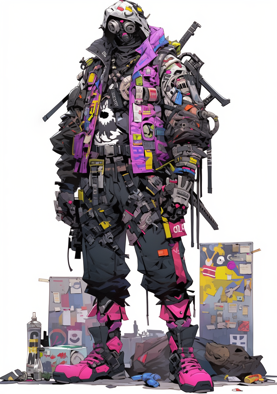 Detailed cyberpunk sticker artwork