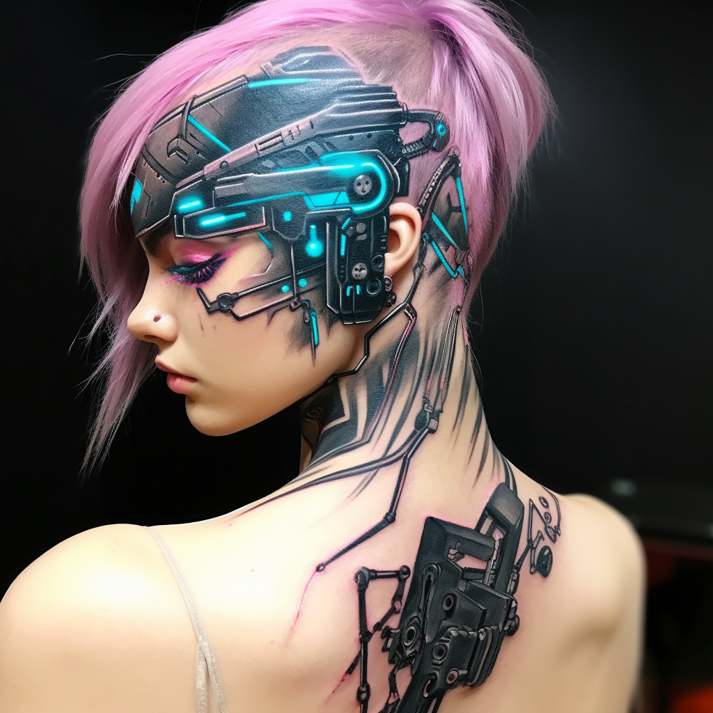 Cyberpunk tattoo showcasing raw style