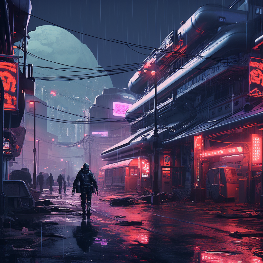 Futuristic cyberpunk USSR cityscape