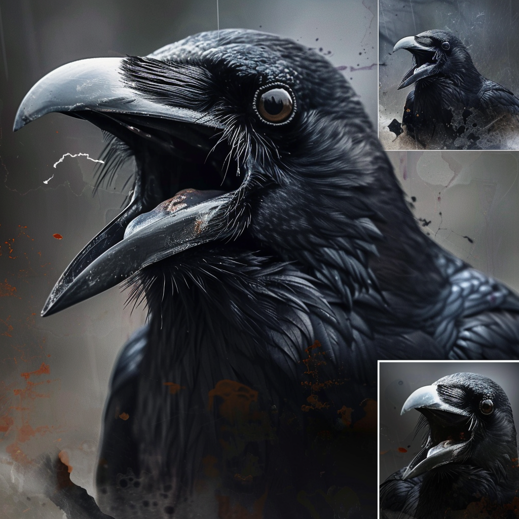 Cyborgized Crow with Intense Expression