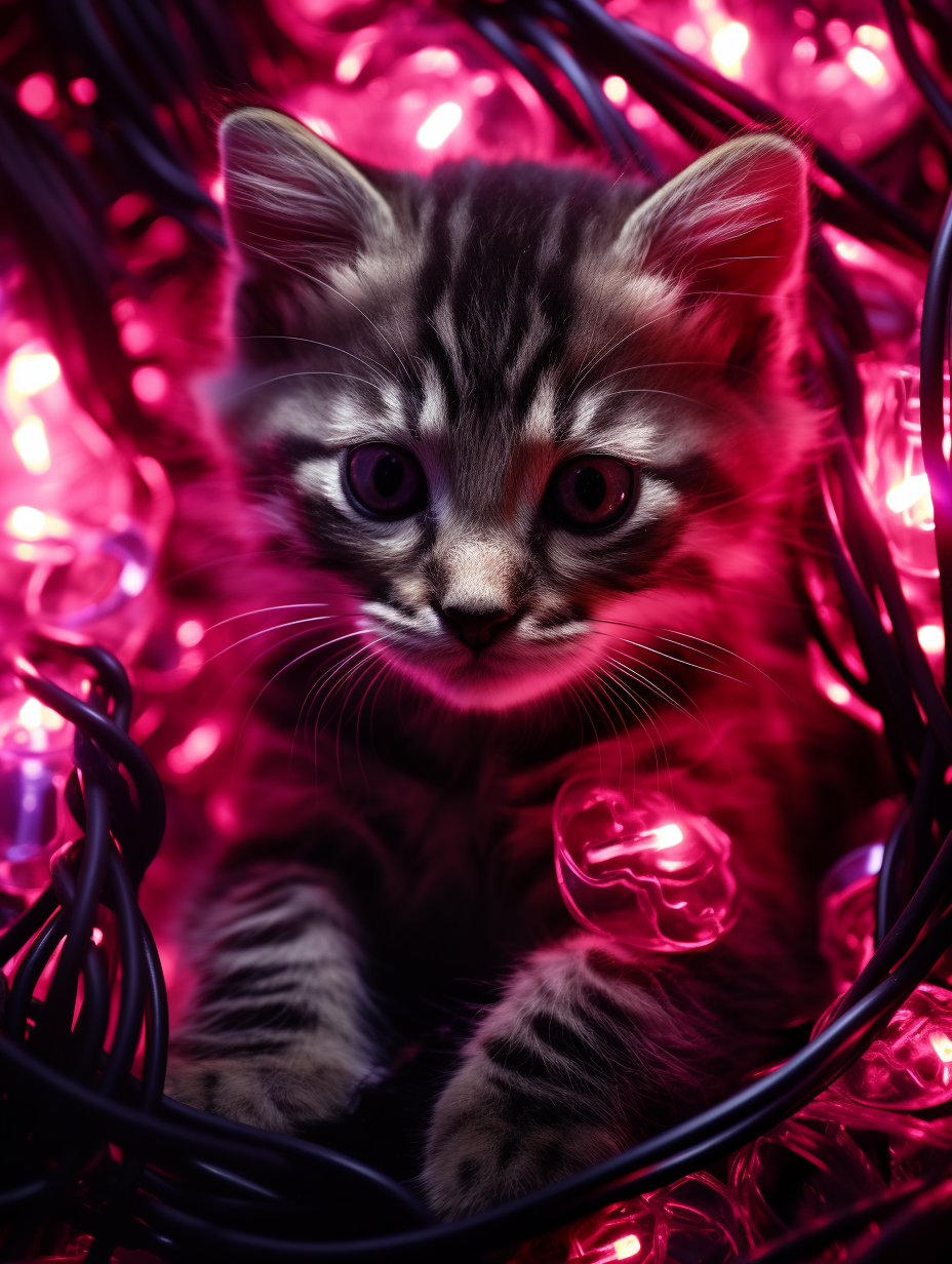 Cyborg kittens with bisexual lighting