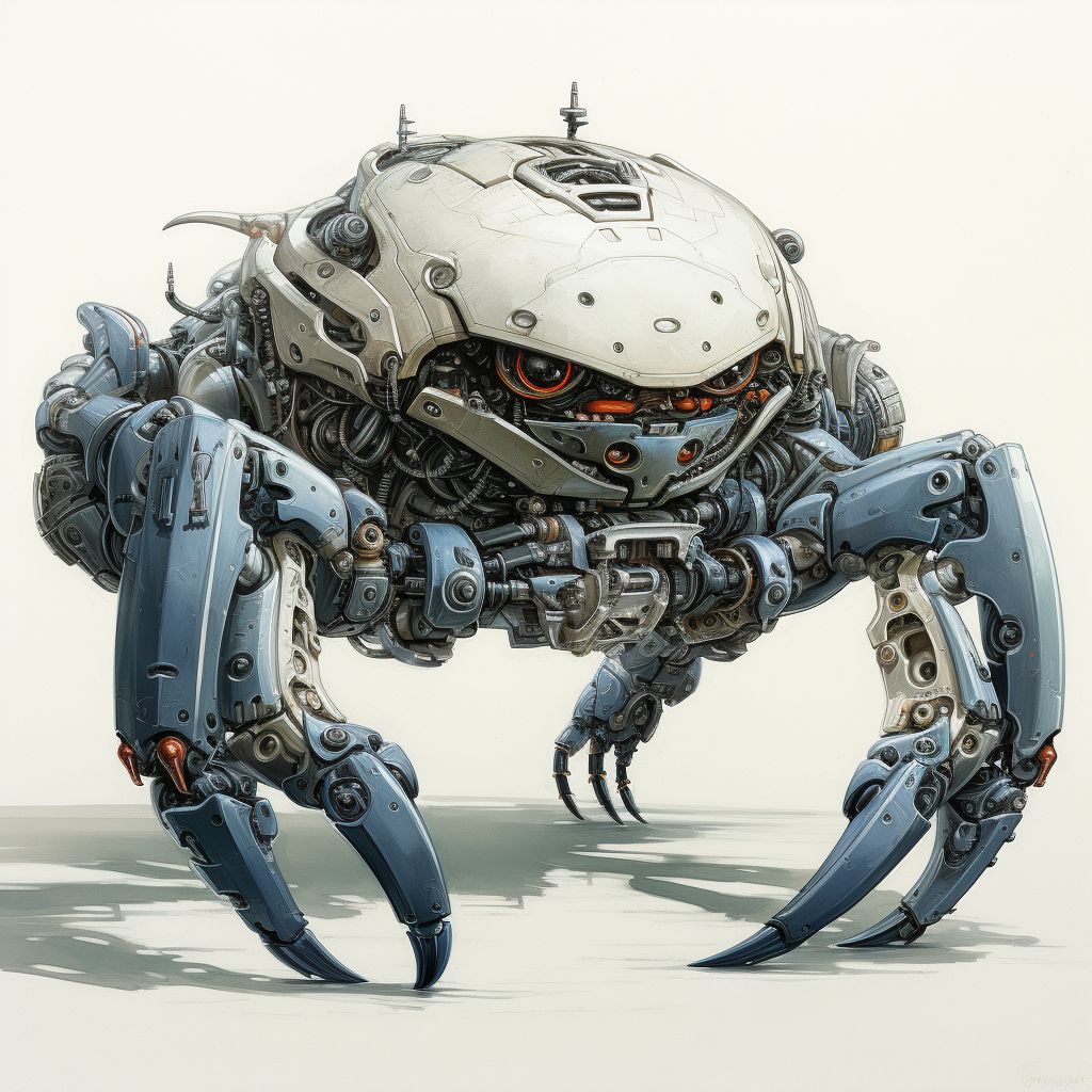 Cyborg crab with cogs and scraps