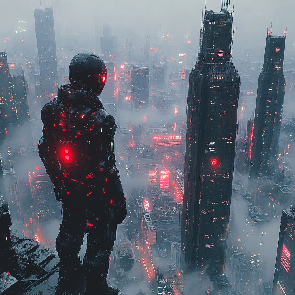 Cyborg in Futuristic Urban Setting