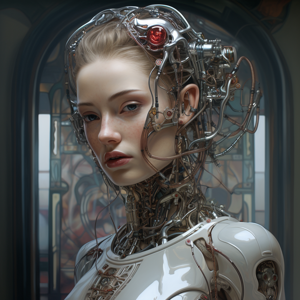 A realistic depiction of a cyborg person