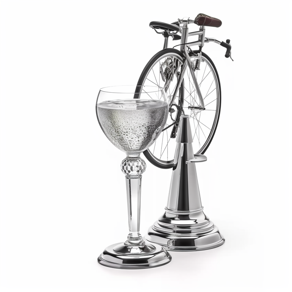 Cycling race trophy with bike and cocktail glass