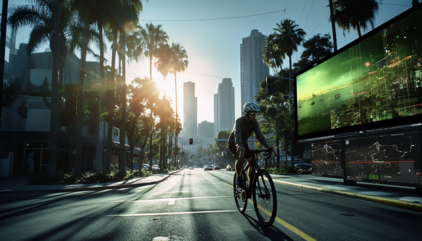 Cyclist in Guatemala City by Traffic Light in Urban Landscape - 2Moons.ai