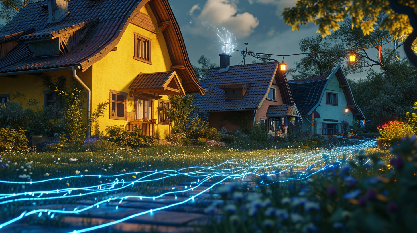 Czech village town with blue energy