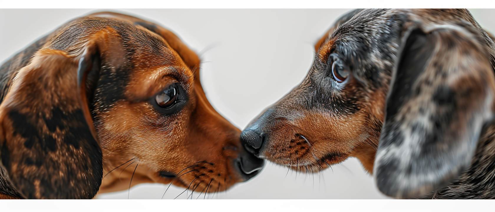 Two Dachshund dogs in love