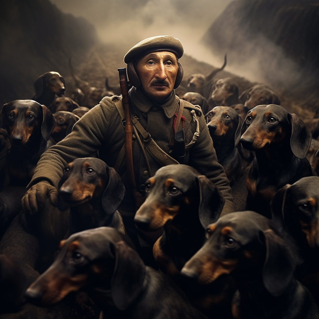 Dachshunds army WW1 trench rush