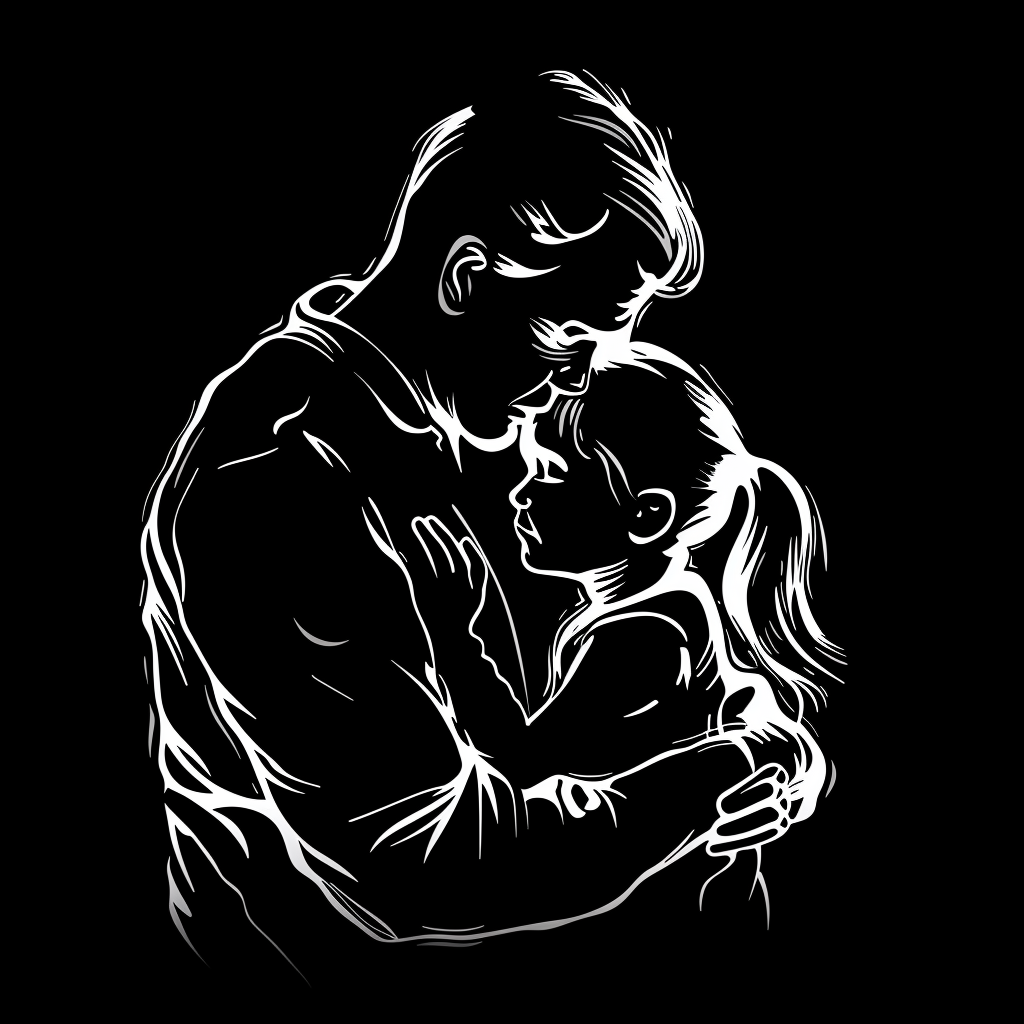 Dad hugging daughter silhouette photo