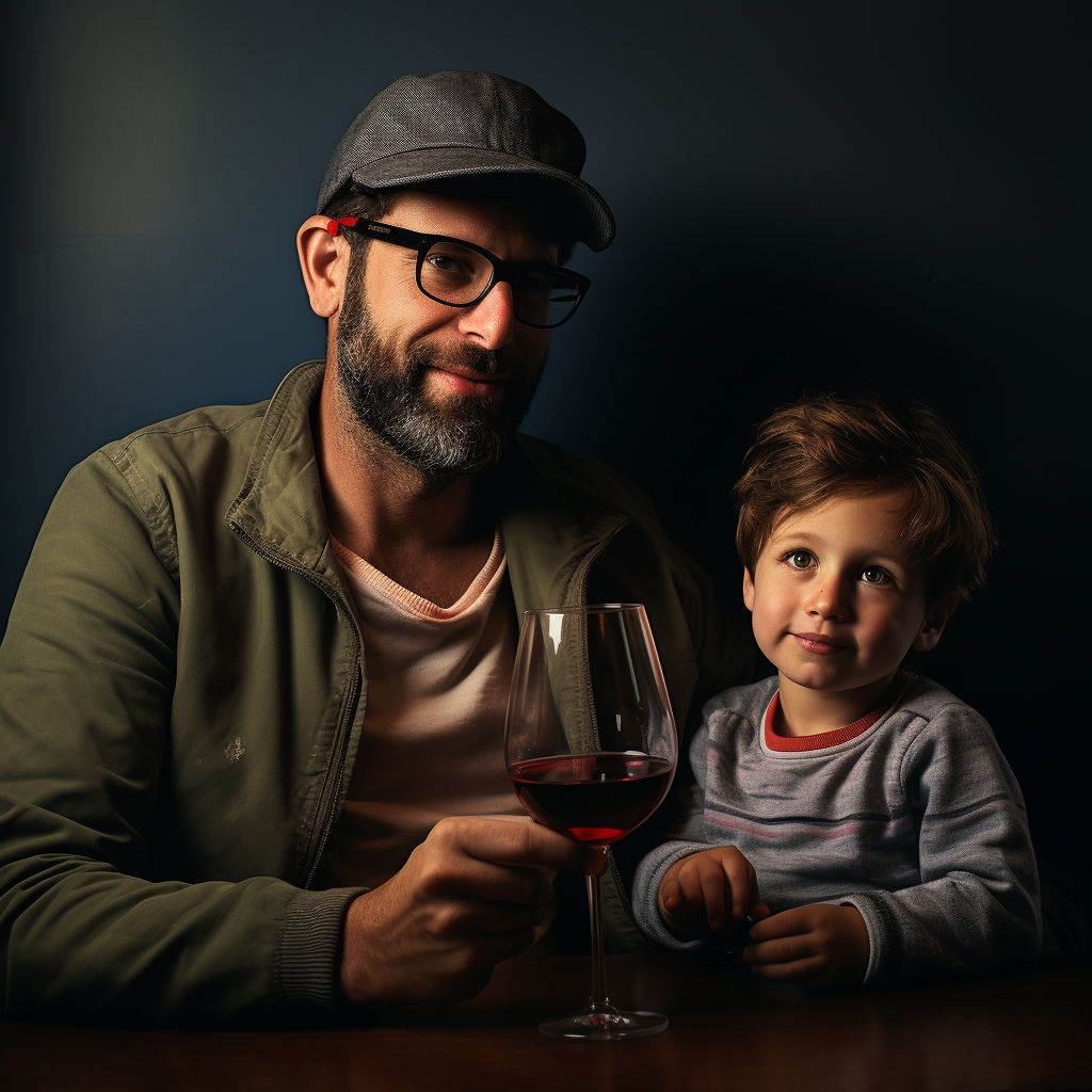 Father Son Wine Glass Together