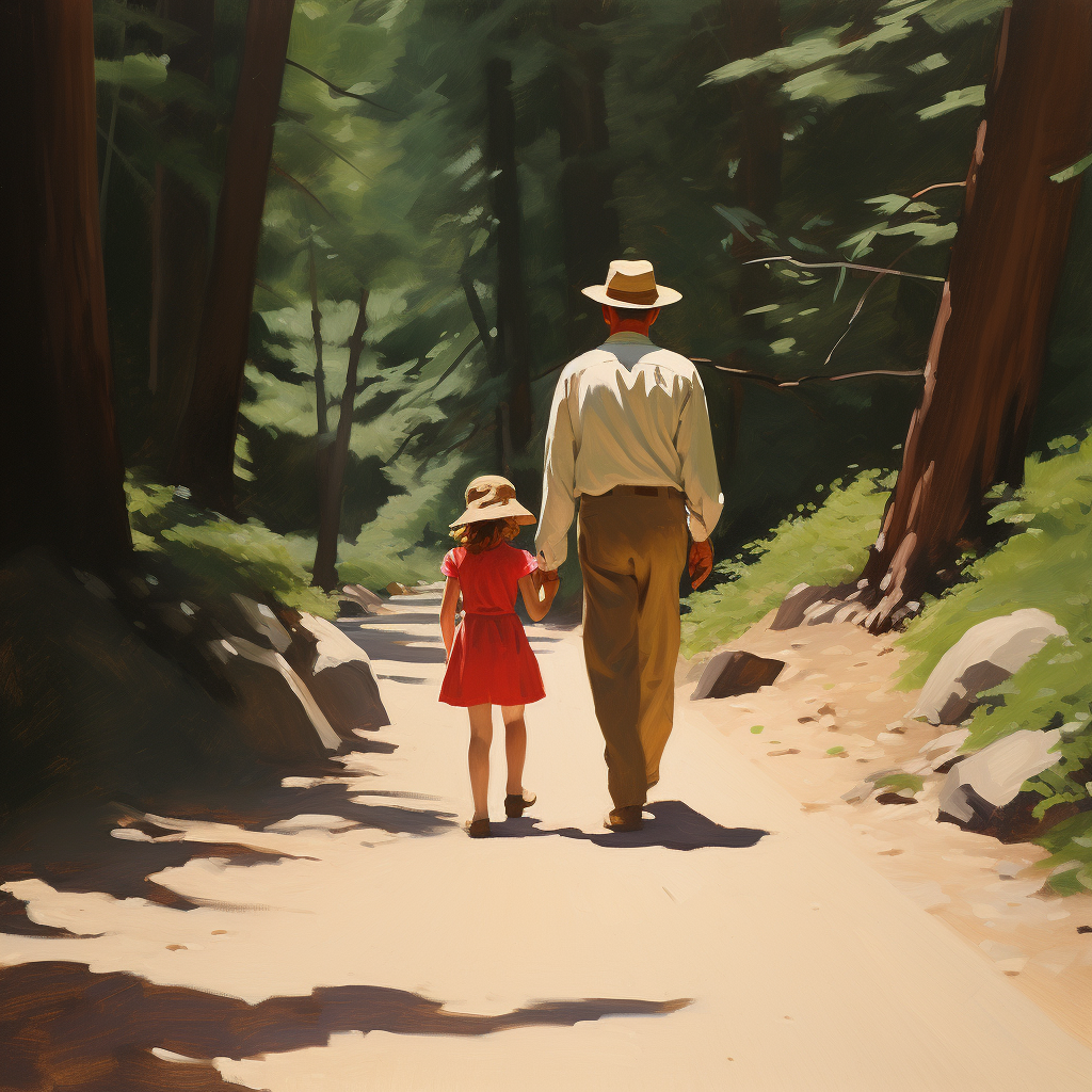 Father and Daughter Exploring Nature