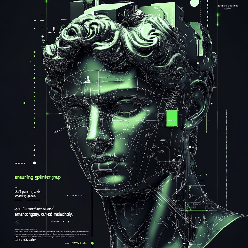 Daft punk neon green cyberpunk poster