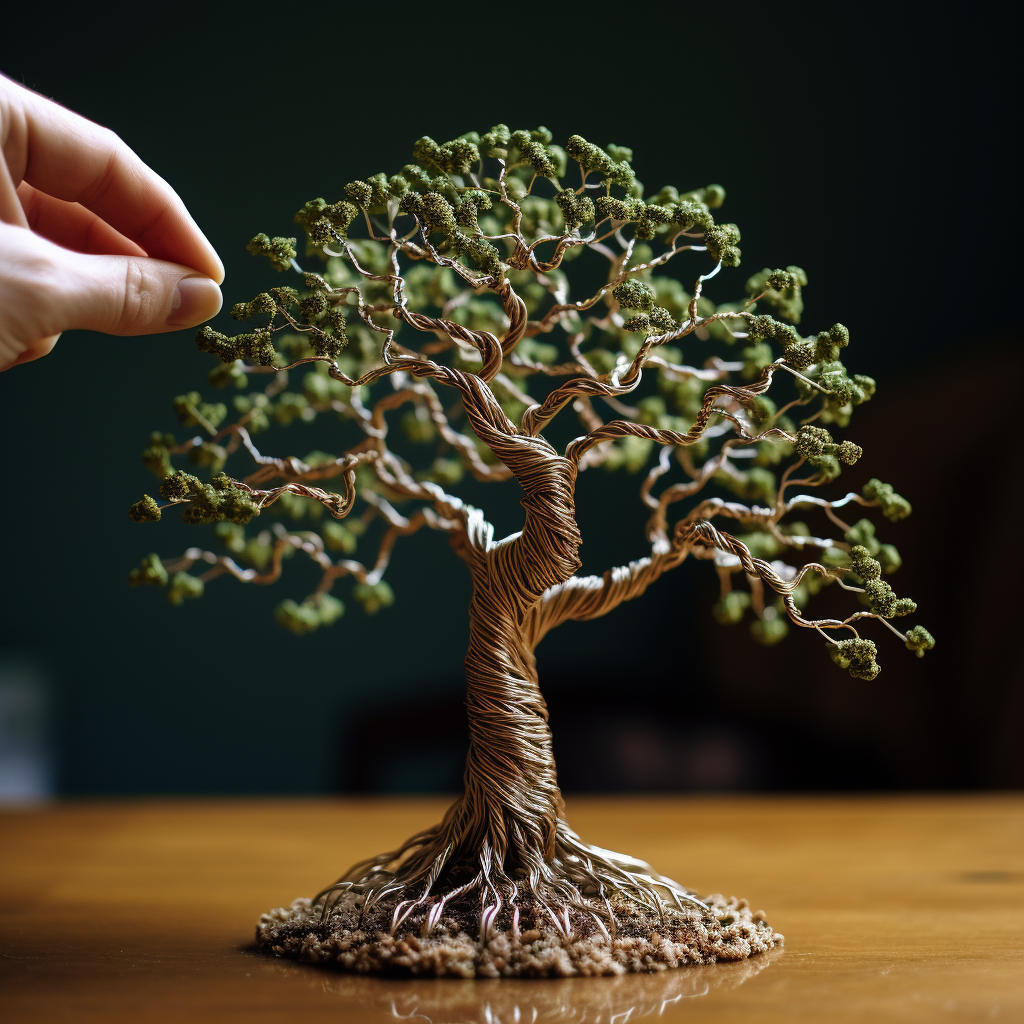 Beautiful dainty willow tree with DNA strand trunk