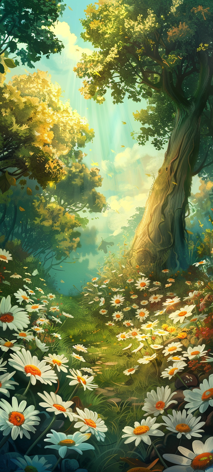 Realistic daisies garden illustration