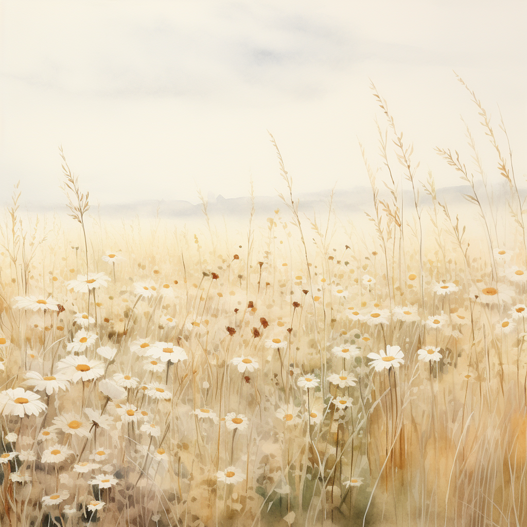 Daisy Field Soft Minimalist Watercolour